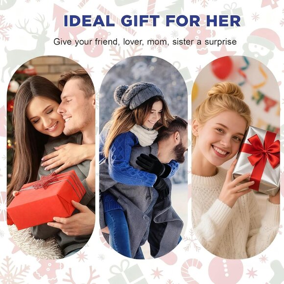 Women's Black Winter Warm Touchscreen Windproof Girls Winter Using Gifts Gloves - Picture 7 of 7